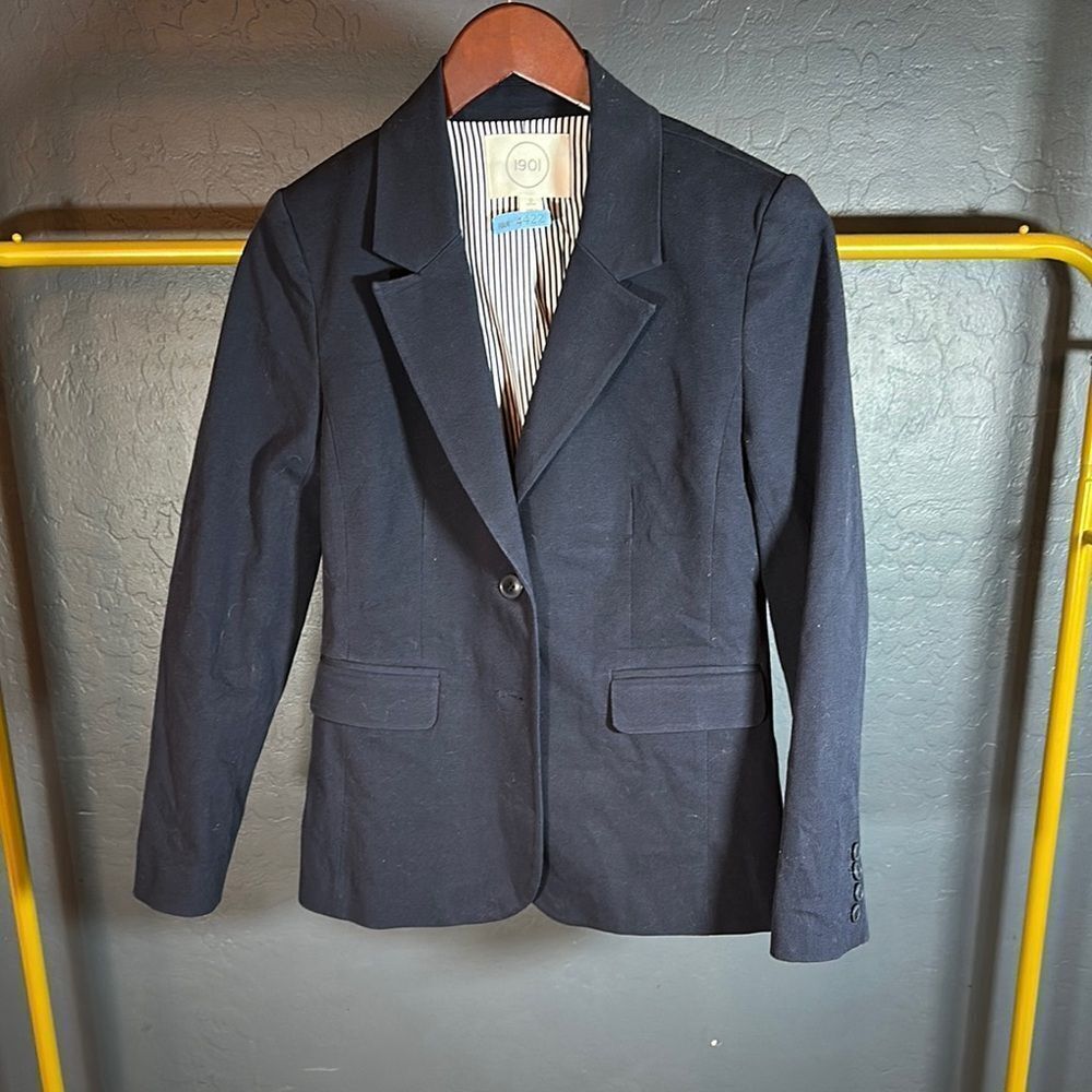 1901 Black Tailored Blazer‎ Single-Breasted Notched Lapel